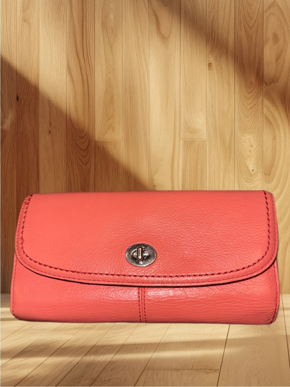 Coach Madison Turnlock Continental Wallet Coral